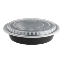 Round Black & Clear 48 oz